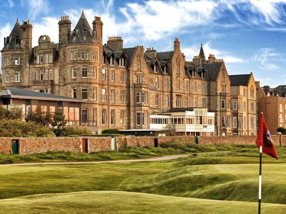 The Marine hotel at North Berwick, seen across the West Links in East Lothian